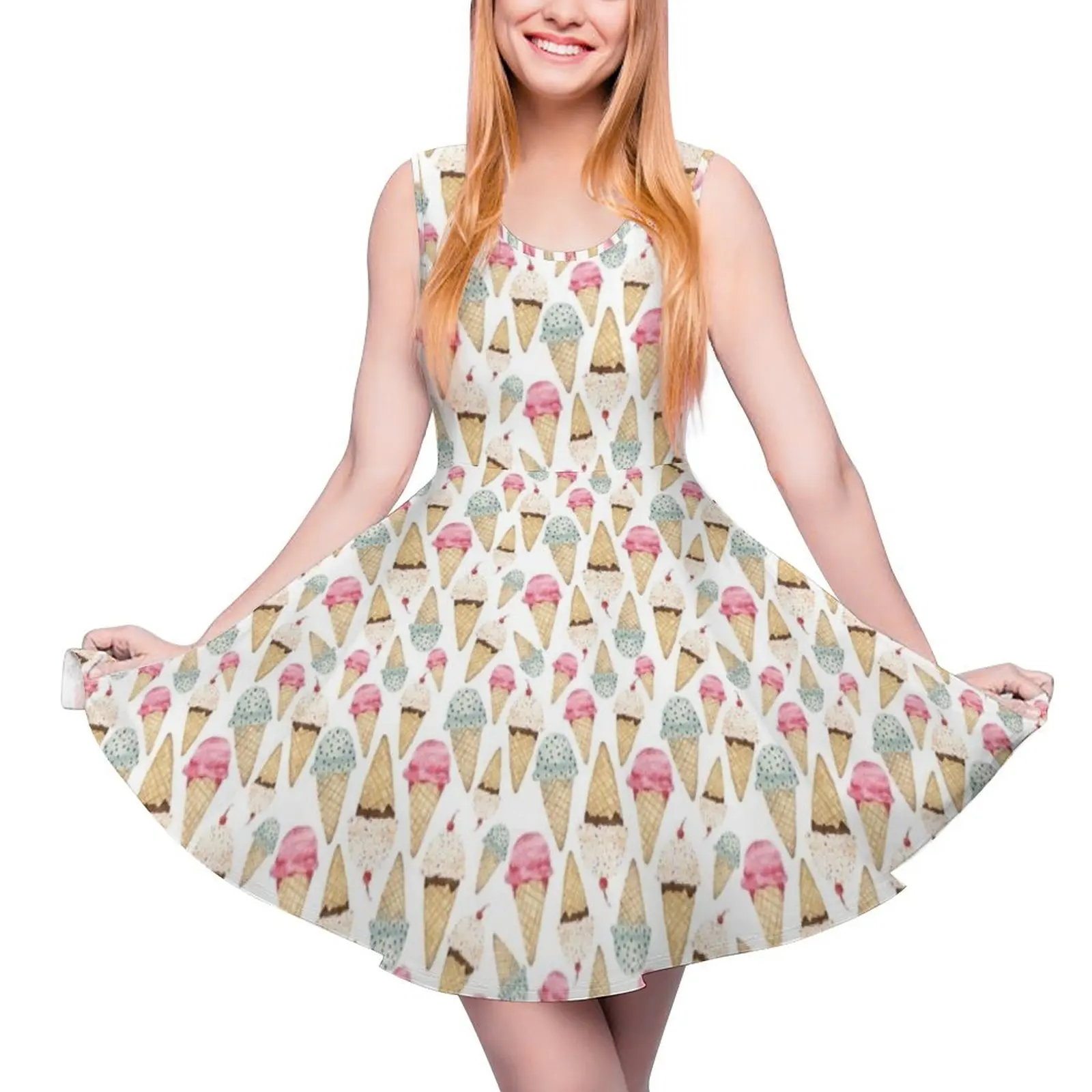 

Ice Cream Cone Pattern Sleeveless Dress wedding guest dress 2024 dresses for womens summer dresses dresses with long sleeves