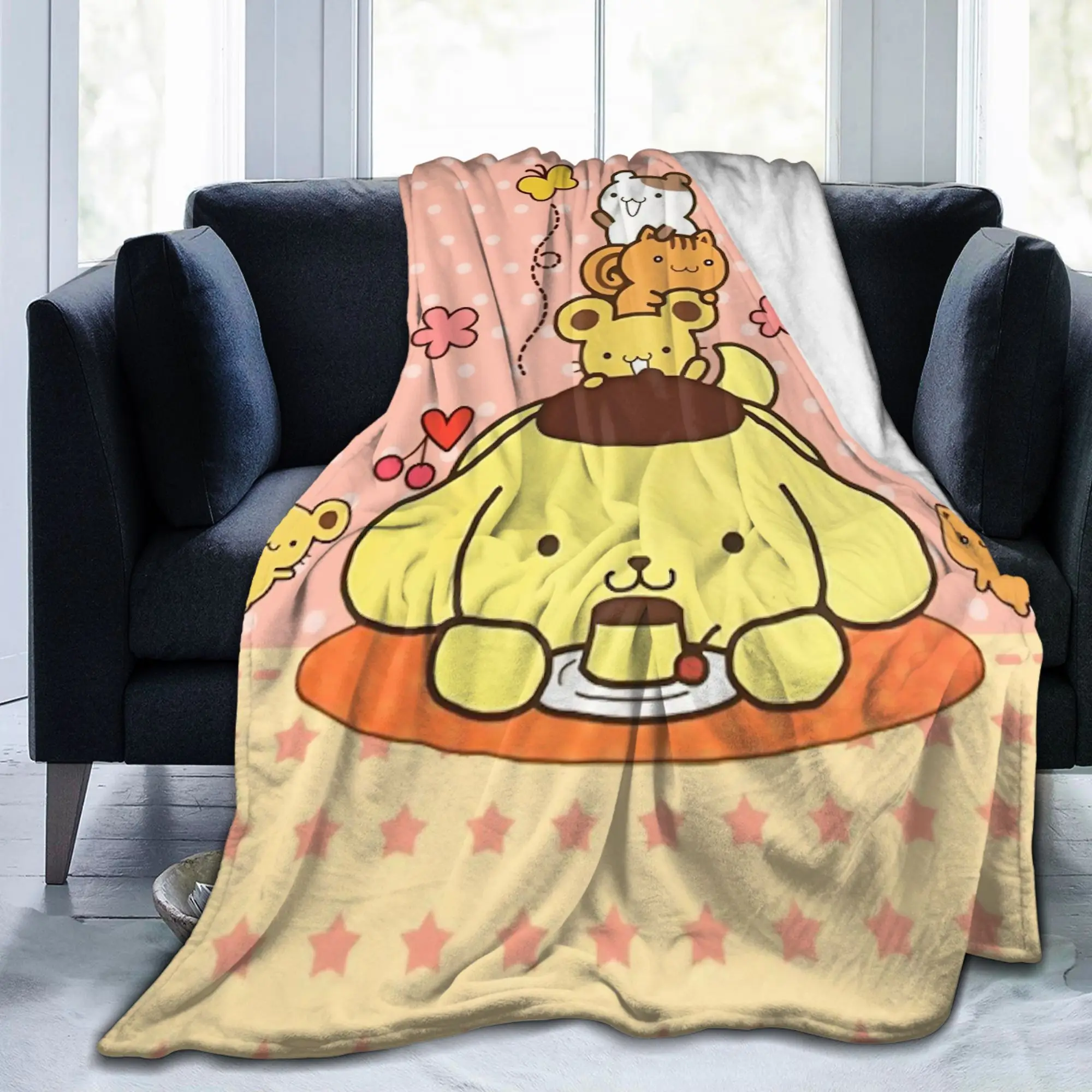 Pompompurins Cartoon Cute Blankets Fleece Decoration   Multifunction Super Warm Throw Blanket for Bedding Couch Quilt
