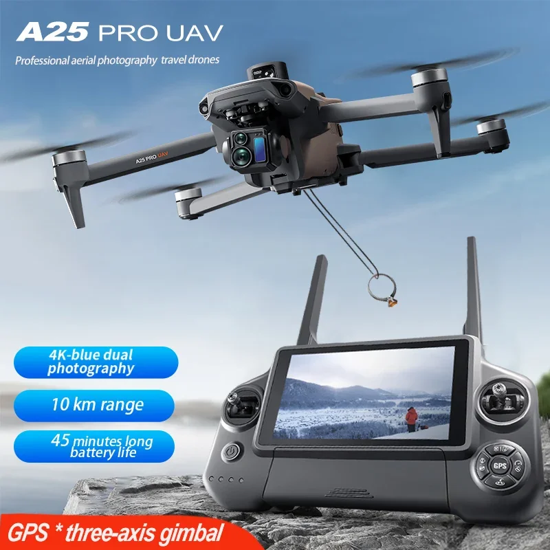 A25 PRO Профессиональный дрон GPS с камерой 8K 3-осевой подвес WIFI 360° Сенсорный экран для предотвращения препятствий FPV Бесщеточный радиоуправляемый квадрокоптер