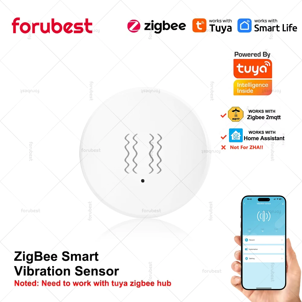 

Tuya Zigbee Smart Vibration Sensor Smart Home Security Protection Tilt Shock Alarm Sensor Real Time Monitor For Smart Life Z2M