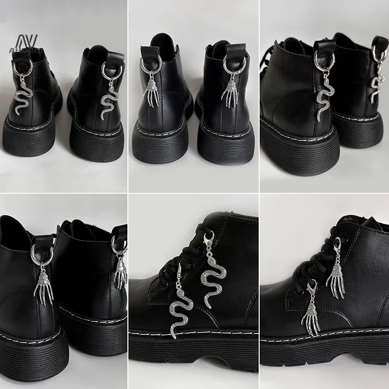 Hebilla de zapato de mano con calavera Punk, botas de serpiente de Metal personalizadas, accesorios de estilo británico, decoraciones de Halloween