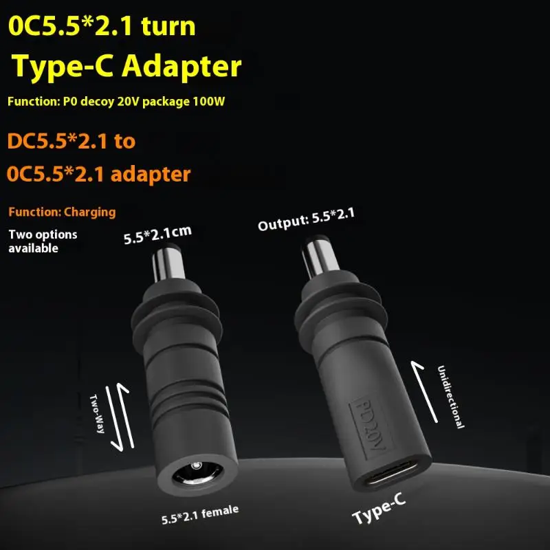 Male Connector Charge Barrel Jack Power Plug Type C To DC/D To D Power Adpater Starlink Mini GEN3 PD 100W USB C Female To DC5521