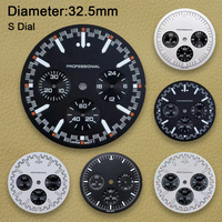 32.5mm S Logo Speed Dial Fit VK63 Movement Green Luminous High Quality Watch Modification Accessories
