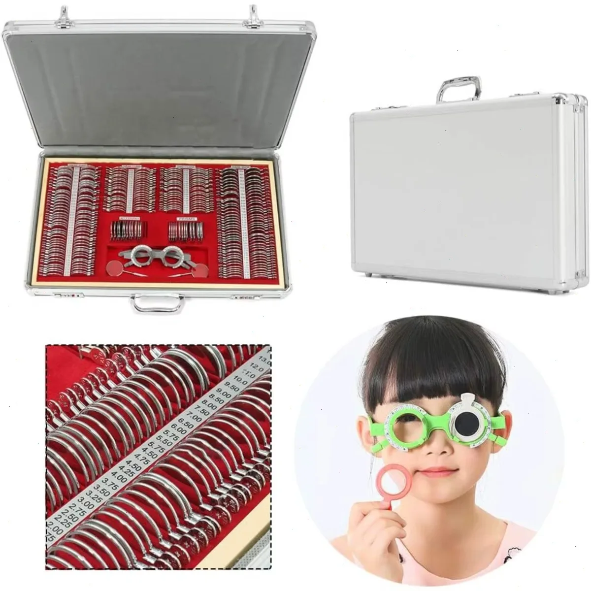 Optometry Rim Case Kit, 266 Trial Lens Set, Professional Glasses Box, Glass Metal Frame Lenses, Protective Velvet Lining, Durable, Anti-Rust, For Vision Testing, Astigmatism, Strabismus, Eye Exam