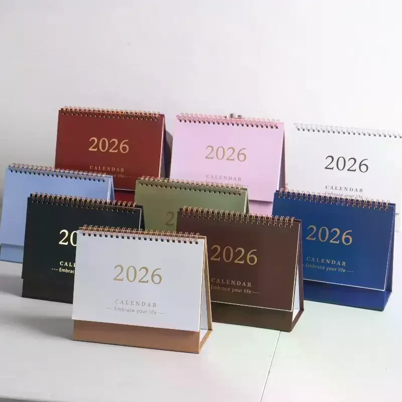 

2026 Mini Simple Calendar Small Desk Calendar Creative Portable Coil Calendar Planner Desktop Ornament Office Stationery