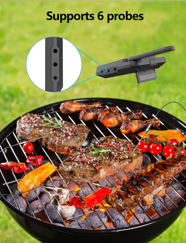 Food Thermometer Digital Wifi Smart Rechargeable Wireless Remote Meat Cooking BBQ For Steak Oven Grill Smoker With Magnet