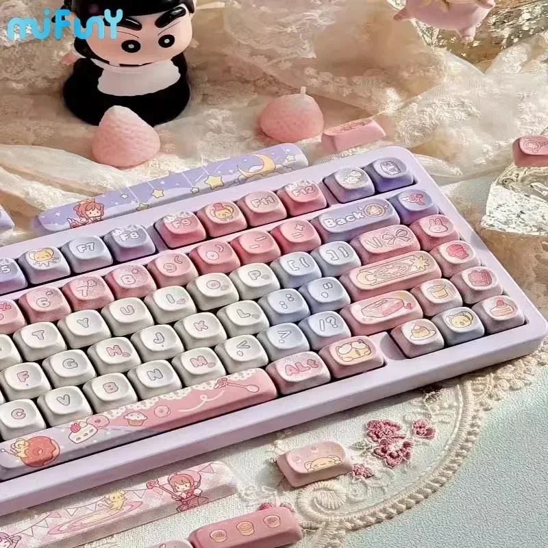 Imagem -05 - Mifuny-kuro Elf Keycap Custom Pbt Moa Eco Perfil Key Cap Ponto Rosa Bonito Gaming Teclado Mecânico Crush80