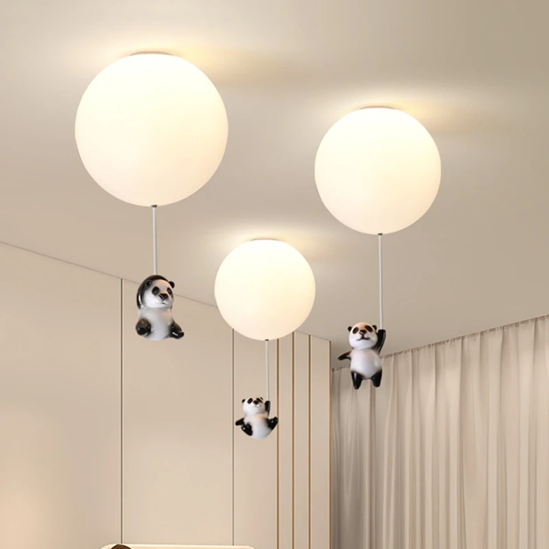 lampada de teto nordica resina panda cartoon animal art luminaria decorativa sala de estar quarto de crianca novo 01