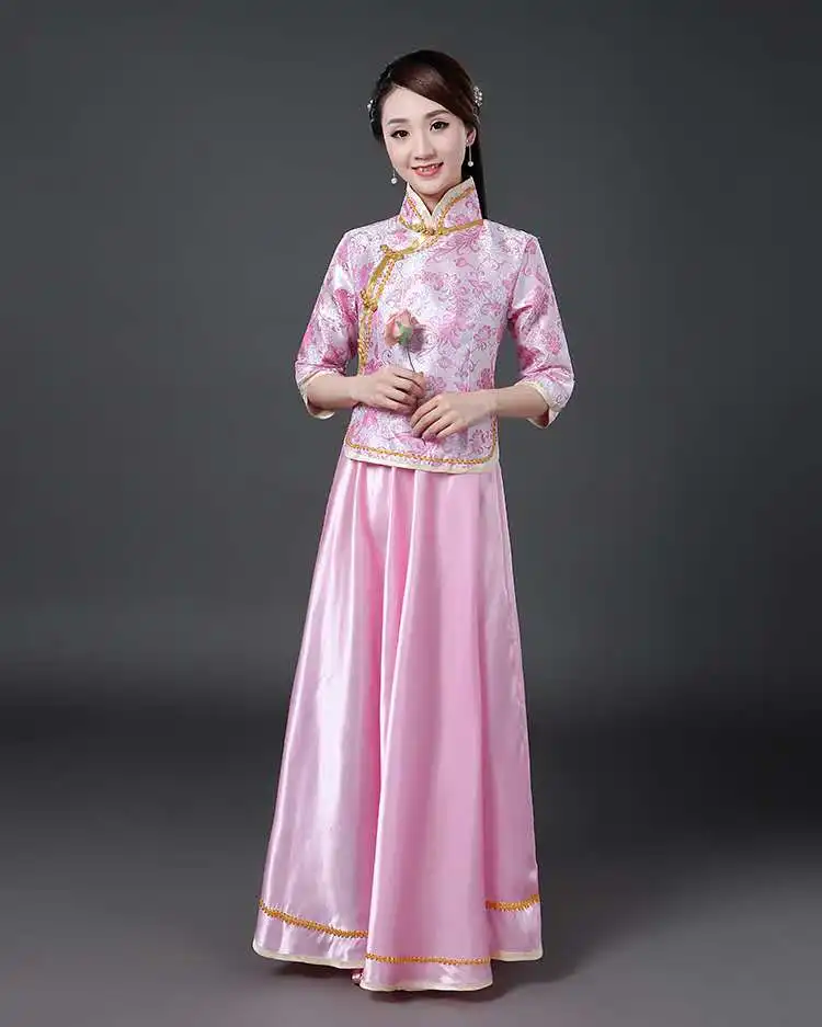 Vêtements traditionnels chinois pour femmes, broderie rétro Hanfu, élégant financièrement, ensemble de mariage de marié imbibé Tang, printemps, 2 pièces