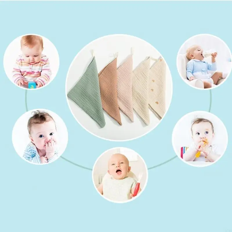 97BE 5개 4겹 신생아용 부드러운 흡수성 트림 타월 아기 입 닦아 천