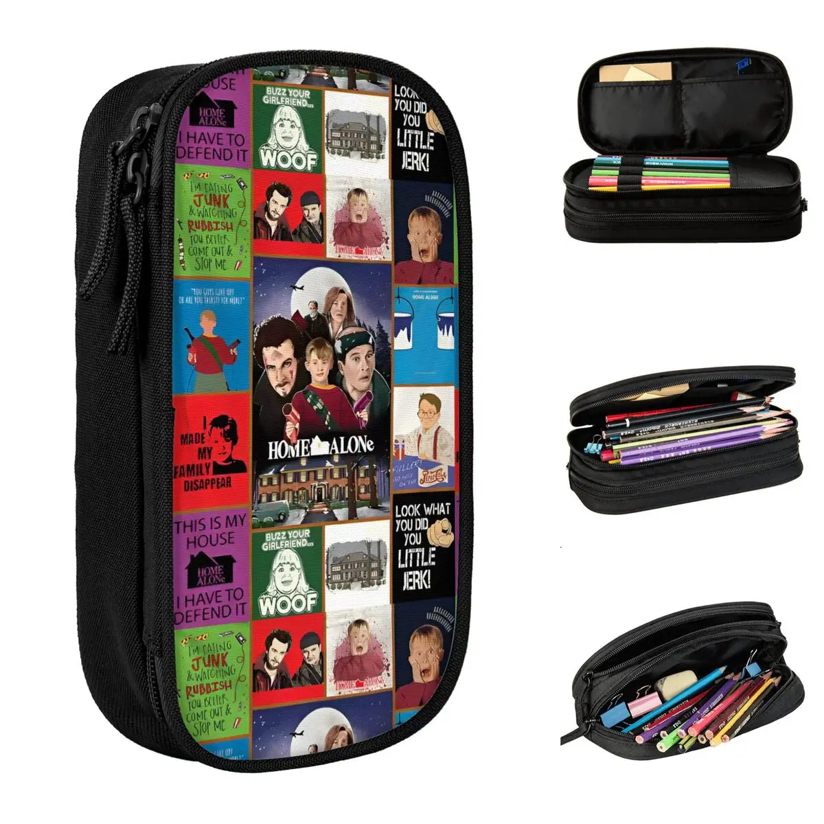 Home Alone TV Series Collage Pencil Cases Lovely Kevin Macaulay Culkin Pen Bag Kids Large Storage Office Gifts Pencilcases