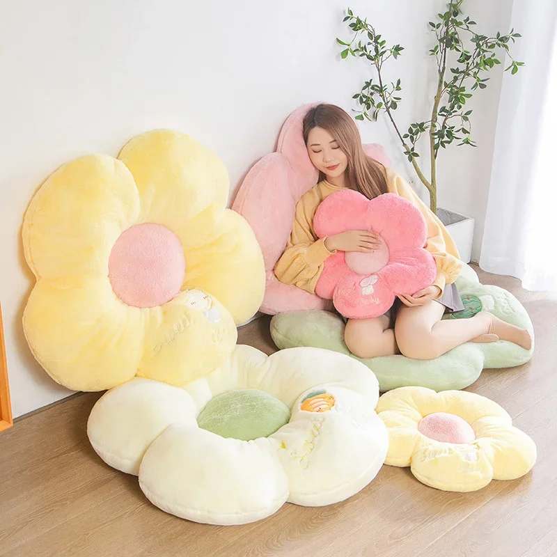 Long Plush Flower Shape Sofa Decor Cushion Stuffed Pink Peach Blossom Flower Baby Floor Playmat Birthday gift Office Seat Pillow