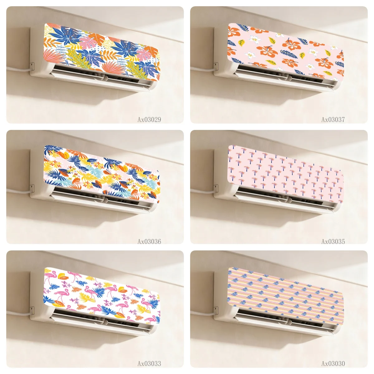 Tropical Palm Leaf Air Conditioner Stickers Waterproof Self-Adhesive Removable Boho Summer Themed Wrap for Home Decor