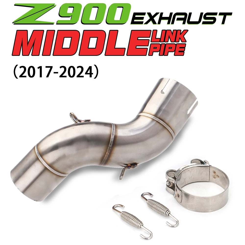 Motorcycle Exhaust Modify Stainless Middle Link Pipe 51mm Interface Adapter Tube Racing Escape For Kawasaki Z900 2017-2025