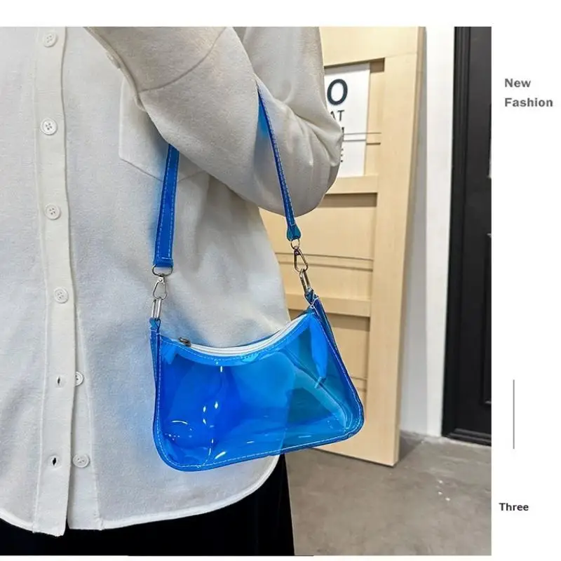 

Stylish Women Y2K Clear Jelly Shoulder Bag Elegant Small Zippered Handbag for Evening Events