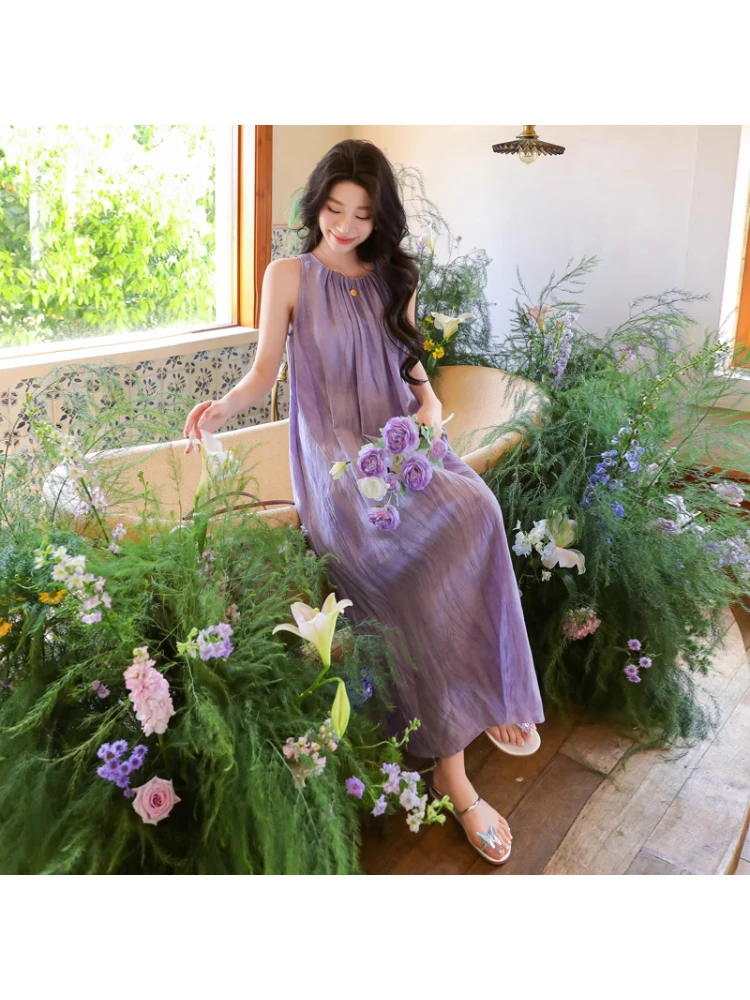 Kleider, ärmellos, für Damen, Hochzeit, Zivil, Sommer, Chiffon, leicht, Spaghettiträger, Neckholder, Ausschnitt, ausgehöhlt, zum Binden, seitlicher Schlitz