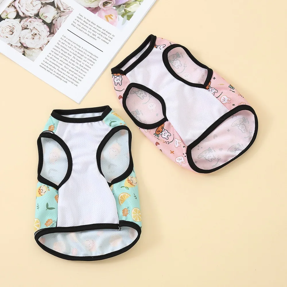 High Quality Cute Pet Dog Clothes Breathable Small Medium Dog Pet Vest Comfortable Cartoon Printed Pattern Dog T-shirt