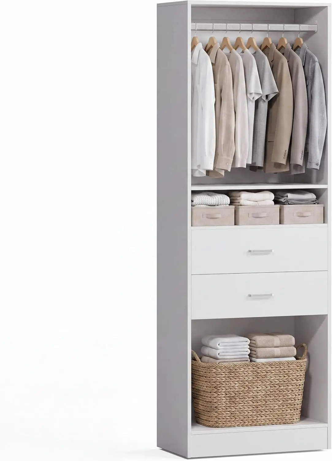 25'' Closet Organizer System with Drawer Small Closets Wardrobe, Customized