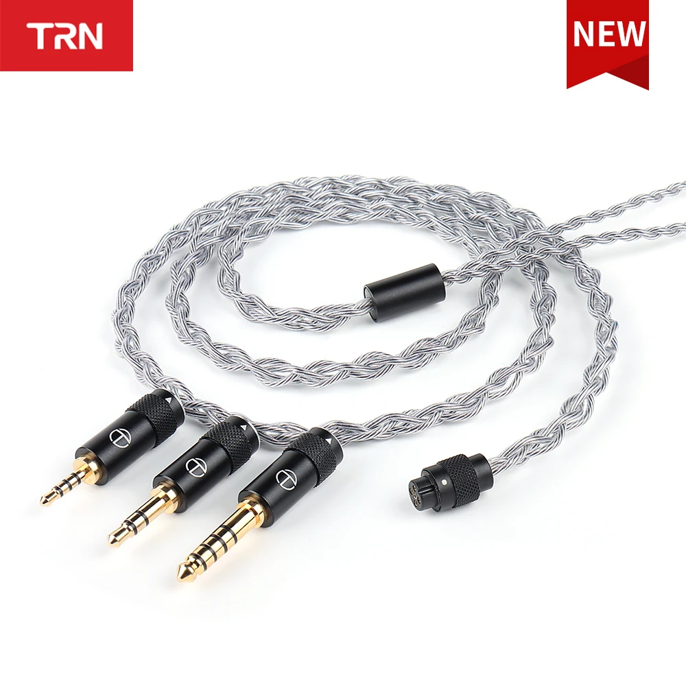 TRN-Cabo Conector de Áudio Jack Substituível, Cobre-Prata, Cabo Intercambiável Misto, 4.4mm, 3.5mm, Mic, Sea Series, Atualização