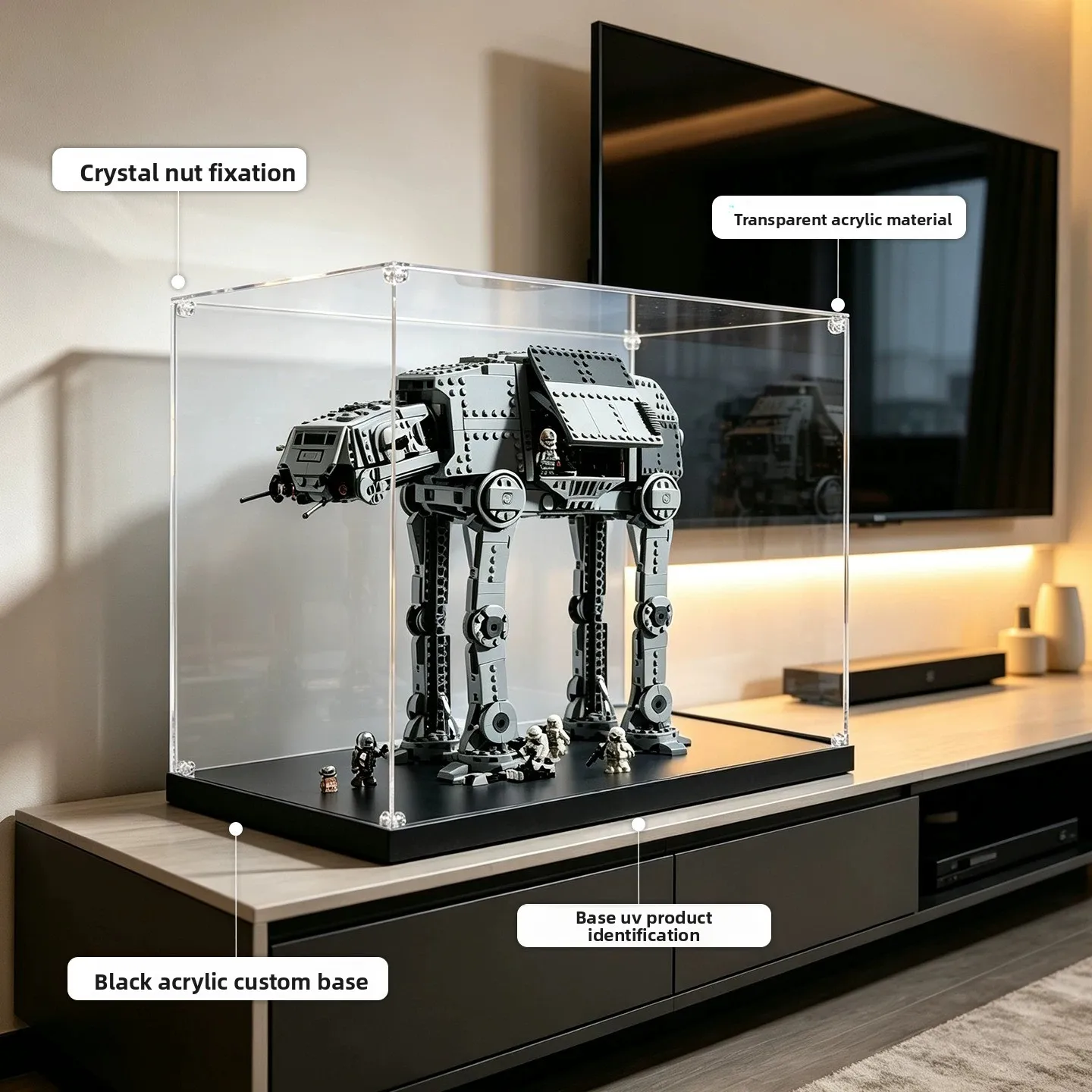 Suitable for Lego 75454AT high-definition high-transparency acrylic display box dust cover, building block model storage box
