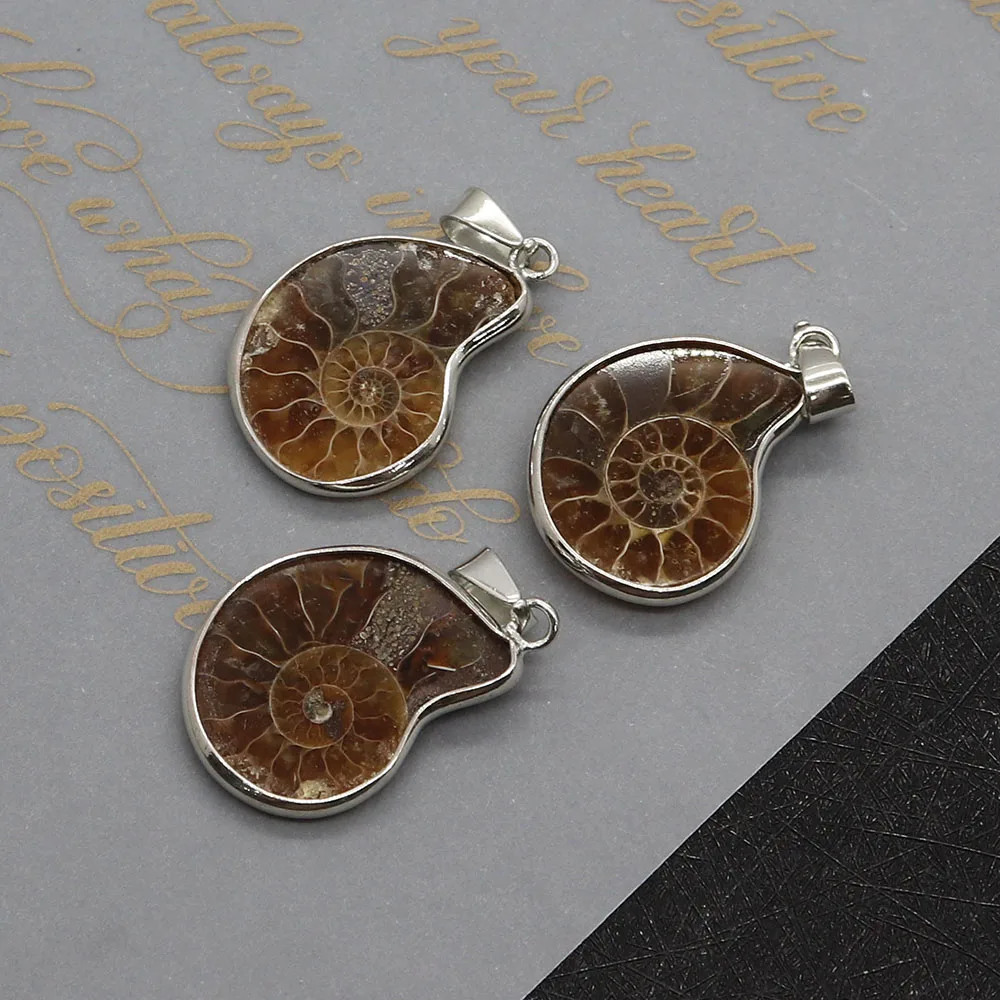 Natural Stone Shell Ammonites Snails Pendants Natural Stone Fashion Jewelry DIY Necklace Accessory Geometric Snail Shells Charms