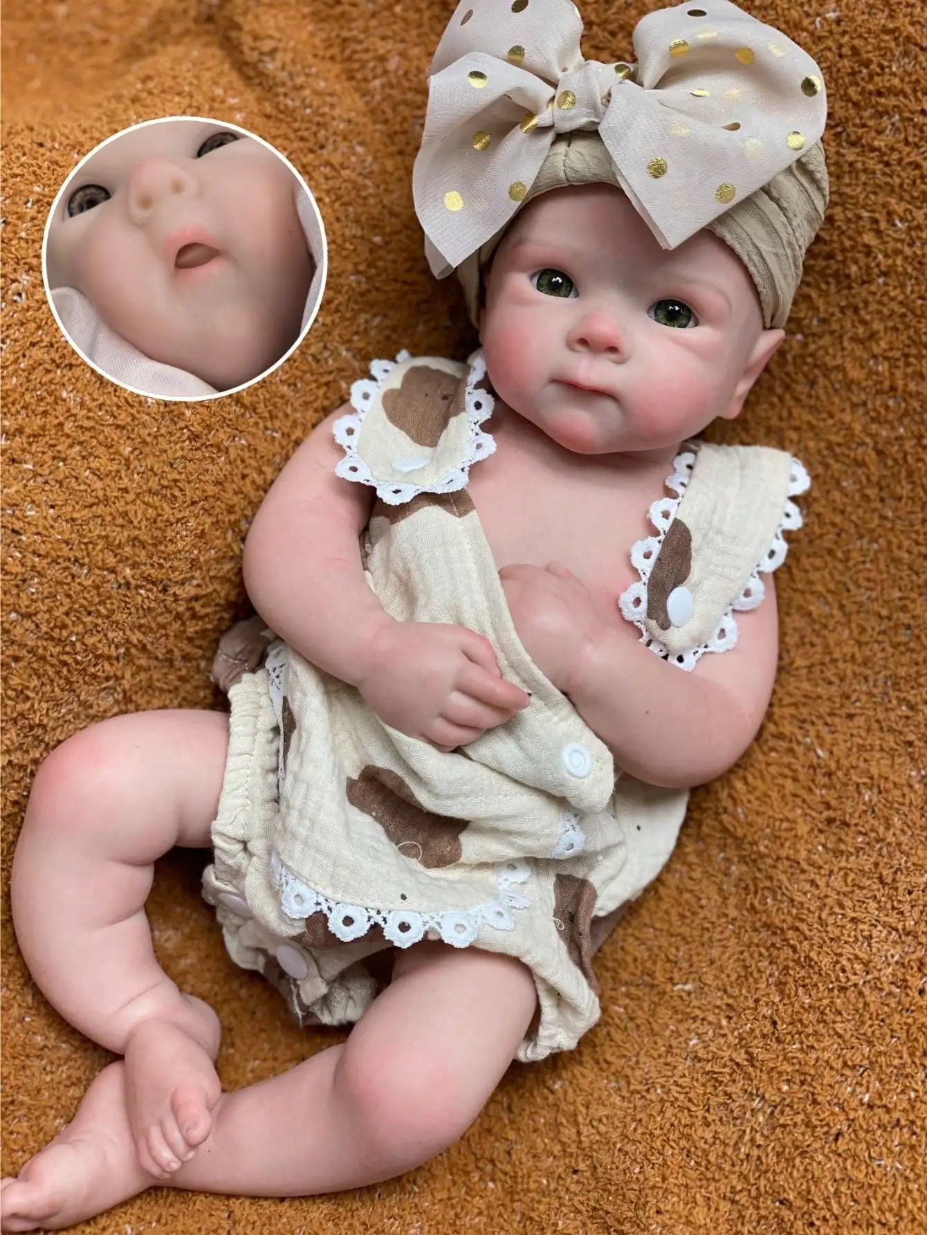 لعبة دمية لحديثي الولادة من السيليكون بالكامل مقاس 18 بوصة من Saskia مصنوعة يدويًا من بيبي ذات ملمس ناعم