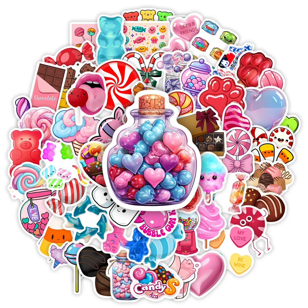 Candy Chocolate Lollipops Gummies Stickers DIY Gift Decal for Laptop Phone Scrapbook Luggage Decorative Bottles Waterproof