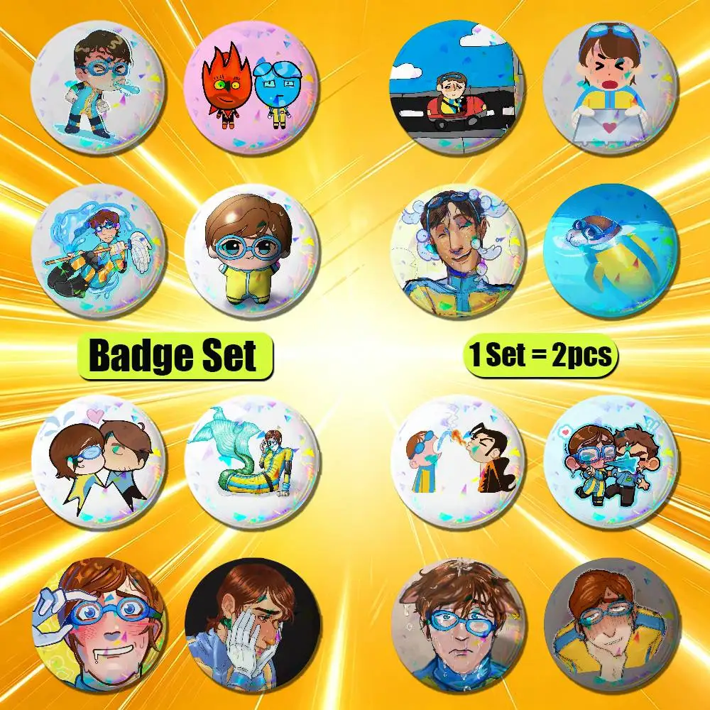 For Waterboy Dispatch Badge Pin Insignia 2 Pcs Set Round Button Emblem Laser Film Clothes 32mm Custom