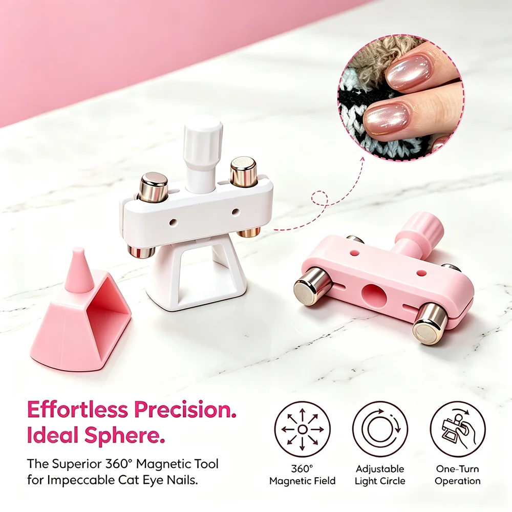 Rotatable Glass Bead Cat Eye Nail Magnet 360° Rotatable Detachable Strong Magnetic Stick Gel Polish Cat Eye Effect Magnet Tool