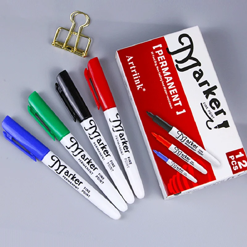 

12pcs Waterproof Quick-Drying Oil-Based Markers Set Non-Erasable For DIY Graffiti Painting On CD Glass Courier Box Metal