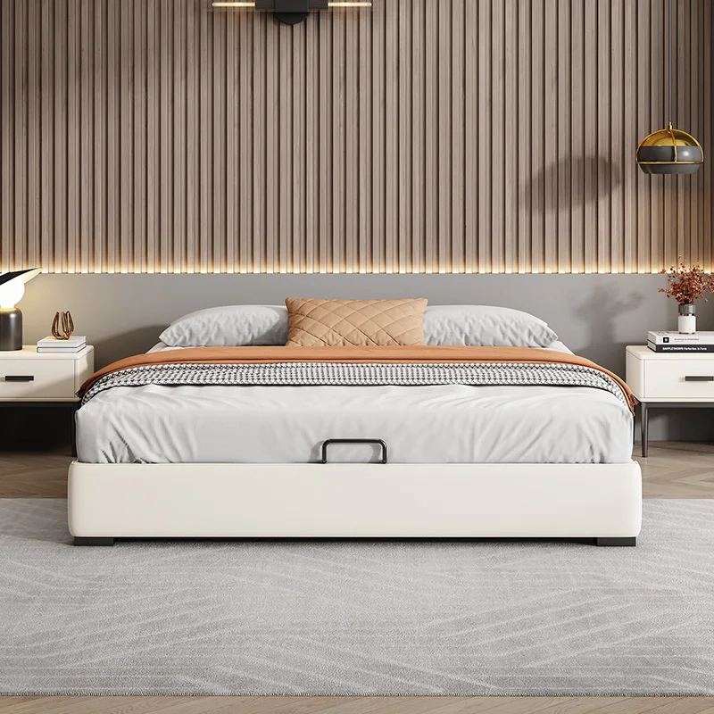 

Queen Double Bed Storage Multifunctional Girls Design Bedroom Wooden Bed Princess Sleeping Platform Camas De Casal Furniture