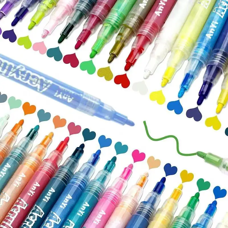 مجموعة أقلام طلاء أكريليك مكونة من 12 قطعة - ألوان نابضة بالحياة للقماش والحجر والصخور والزجاج والسيراميك | مثالية لفن DIY، Craft Pr #1