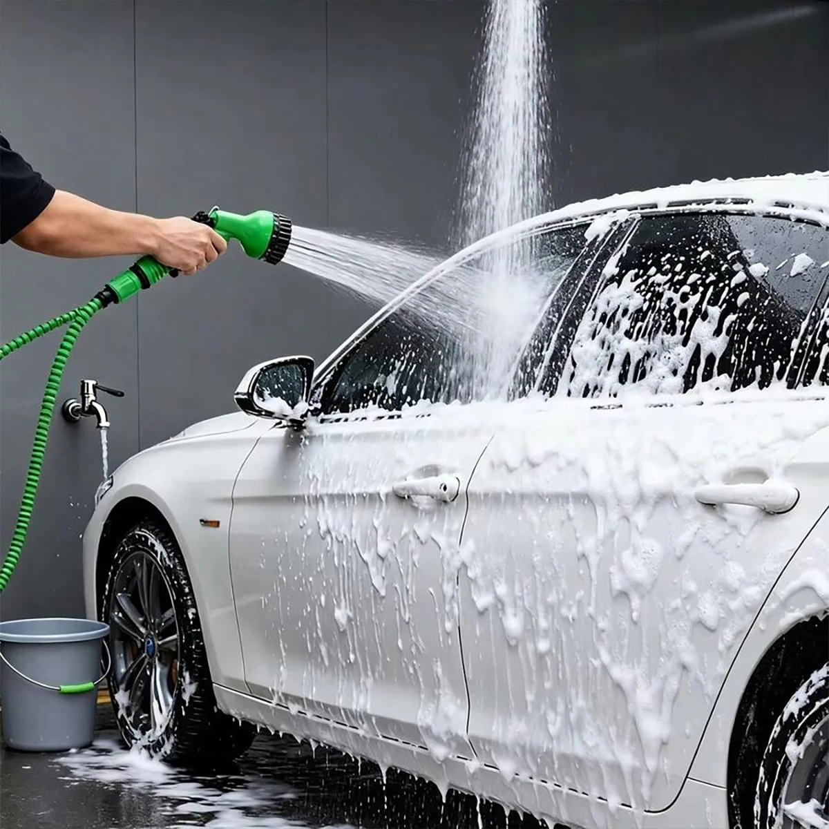 Retractable garden hose, durable waterproof hose, magic garden hose with triple expansion function, equipped with a spray gun and seven-level adjustment device