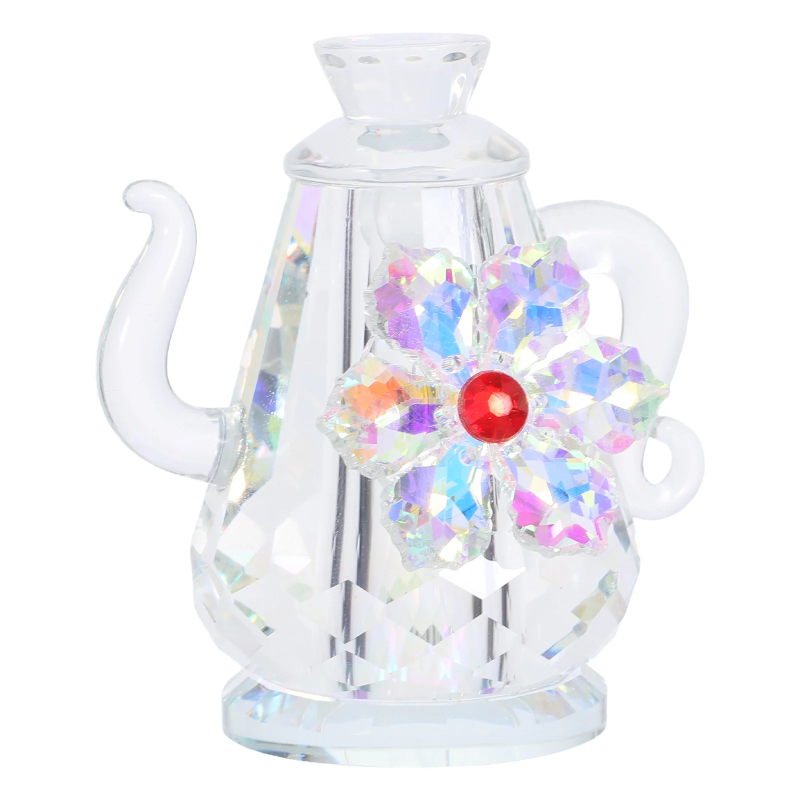 

Tea Kettle Statue Home Table Centerpiece Crystal Decorative Teapot Ornament Floral Pots Art Collection Small
