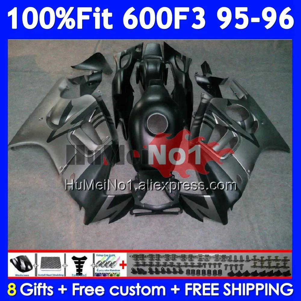 Matte grey OEM Body +Tank For HONDA CBR600 F3 FS CBR600FS 38No.127 CBR 600F3 600 F3 CBR600F3 1995 1996 95 96 Injection Fairing