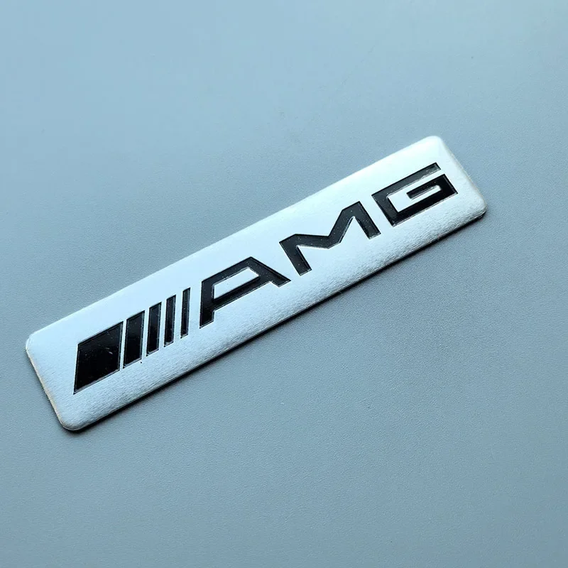 12cm Long Thin Aluminium Label Sticker Car Emblem for Mercedes Benz AMG Badge Accessory Logo Silver