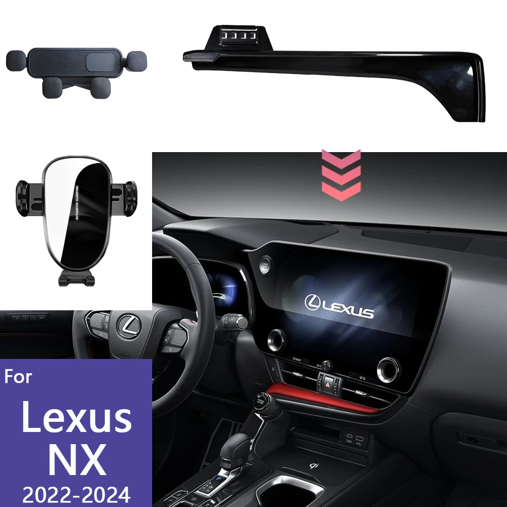 For Lexus NX 2022 2023 2024 Phone Holder Car Mobile Phone 15W Wireless Charging Gravity Mount Screen Fixed Base Car Accessories