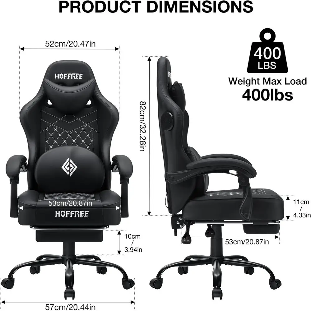 Gaming Chair with Speakers Massage Computer Gaming Chairs or Adults Reclining Bluetooth Game Chairs with ket Spring Cushion Vide