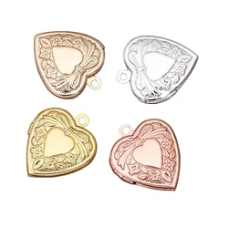 BoYuTe 금속 황동 하트 모양 사진 로켓 참 펜던트, 공장 직접 판매, 20*23*4mm, 로트당 10 개