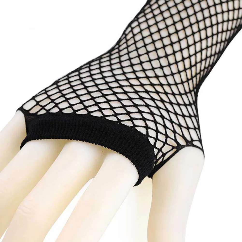3 أزواج قفازات شبكة صيد السمك بدون أصابع 26 سنتيمتر 94-102 بوصة أنيقة 80S زي اكسسوارات للنساء قفازات حفلات الهالوين