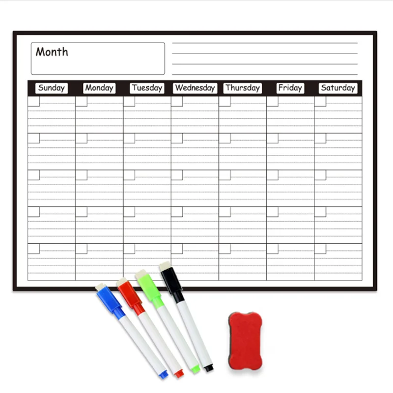 Repeatedly erasable monthly schedule without leaving a trace, exercise and fitness check-in note board, household refrigerator s