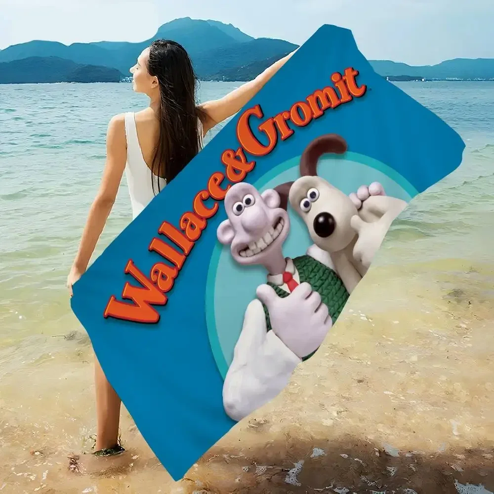 Cartoon W-Wallace and G-Gromit Bath Towel Microfiber Soft Water Absorbing Breathable For Kids Decorative Cartoon Beach Towel