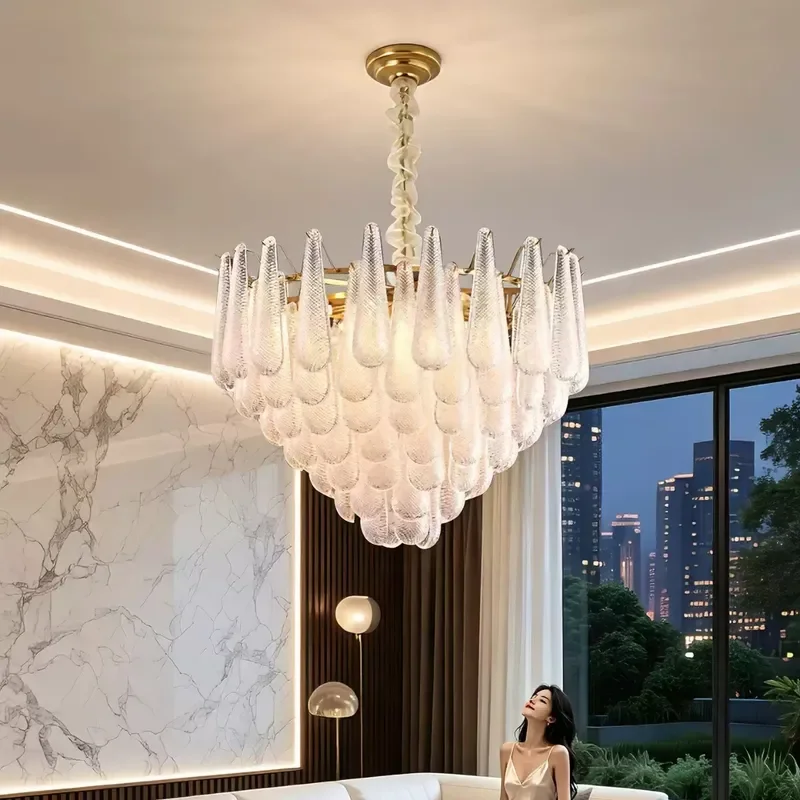 French Retro Glass Chandelier Modern Luxury Ceiling Light For Living Room Dining Area High End Designer Style Bedroom Fixture