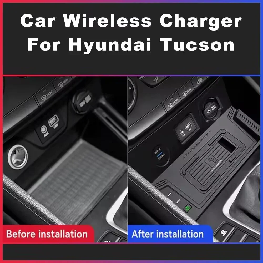 Fast wireless charging pad For Hyundai Tucson 2015-2018 phone charger mount mobile holder usb port quick charge accessories