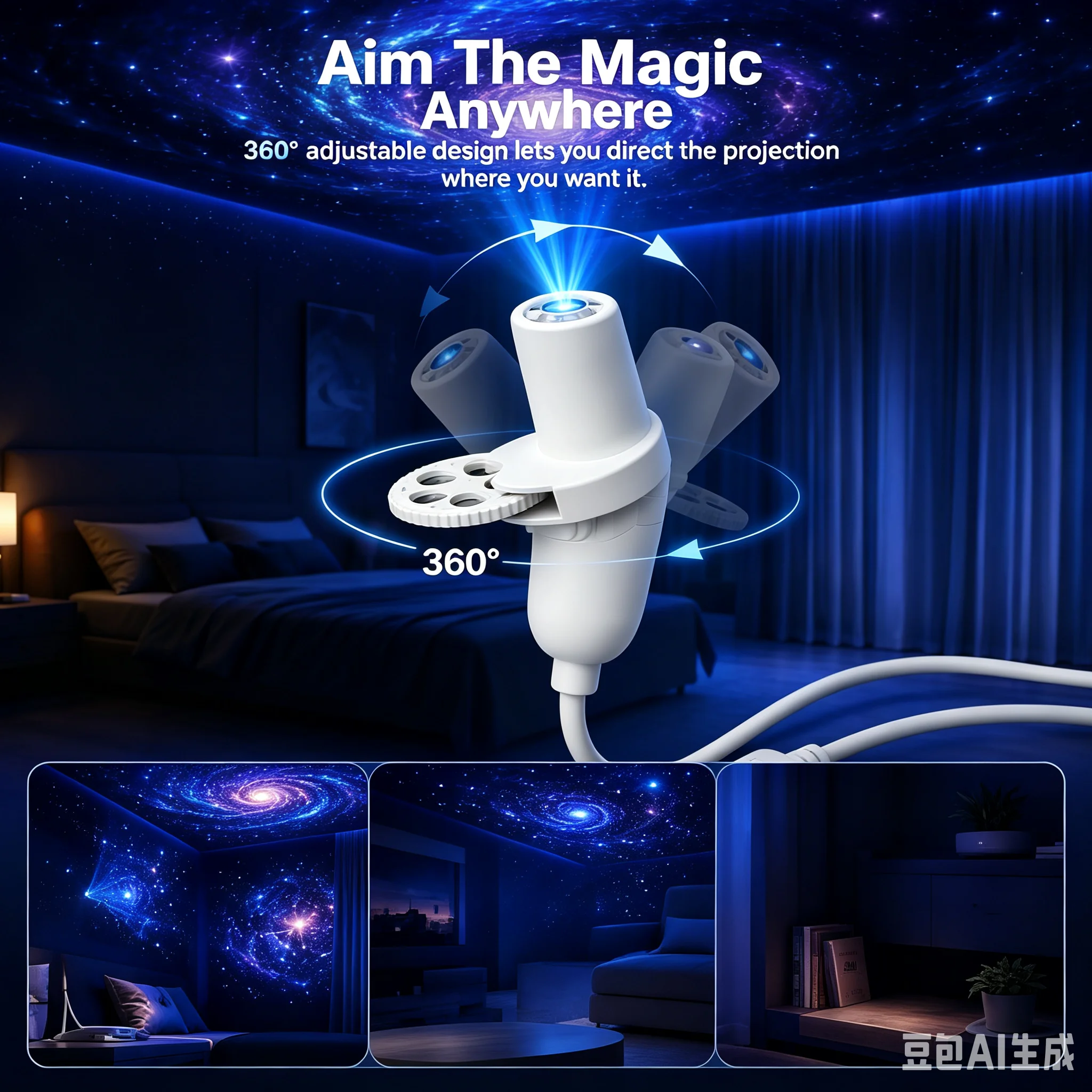 Star Projector Night Light USB Plug in 360° Rotating Starry Sky Projection Lamp For Kids Bedroom Birthday Party Gift Room Decor