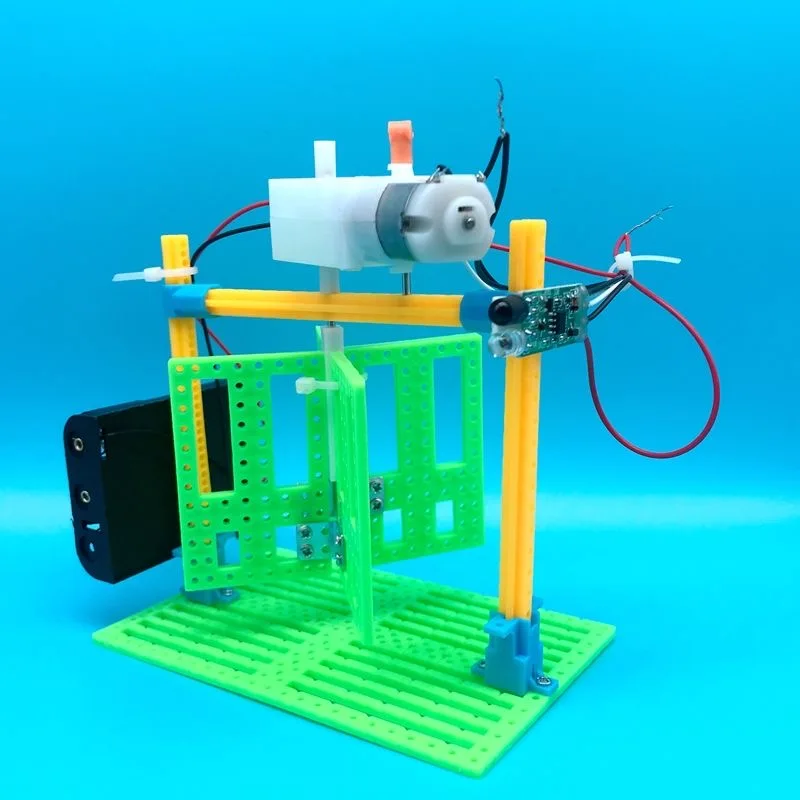 Automatic Induction Door Model Kids Science Toy STEM Technology Physics Kit Wooden Puzzle Learning Educational Toys for Children
