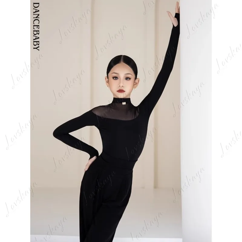 زي الرقص اللاتيني ذو الطراز الجديد - خاص لملابس الفتيات. قمة الرقص الوطنية القياسية للأطفال. ملابس ممارسة الأطفال.