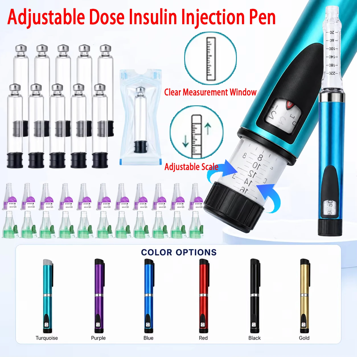V3 Aseptic Insulin Injection Pen Rotating Injection Syringe Reusable Injection Magic Pen 3ml Cartridge Subcutaneous Injector