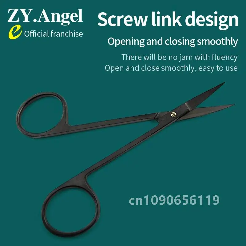 Medical Porcelain Black Scissors, Double Eyelid Scissors, Beauty And Plastic Surgery, Durable Straight Elbow Round Head Scissors