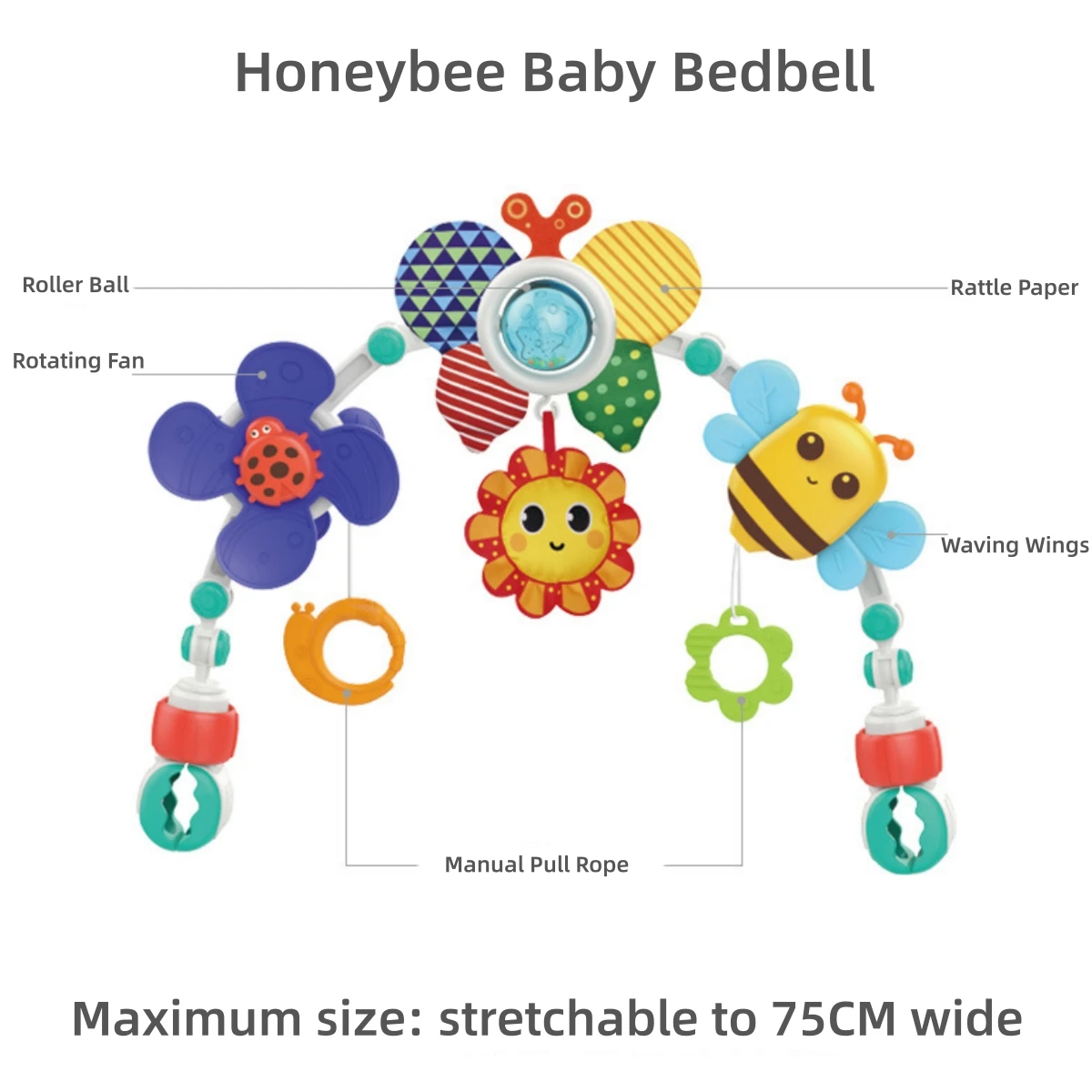 Baby Crib Bell Toy Comfort Pendant Trolley Hanging Bells Educational Toys Newborn Rattles Plush Stroller Cartoon 0-24 Monthsl